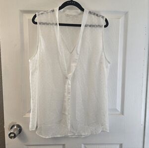 Daniel Rainn Sheer White Sleeveless Top